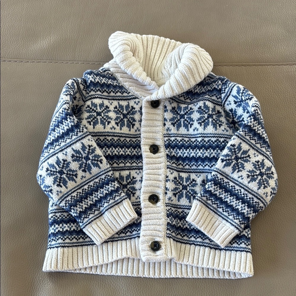 Janie and Jack Blue and White Knit Cardigan